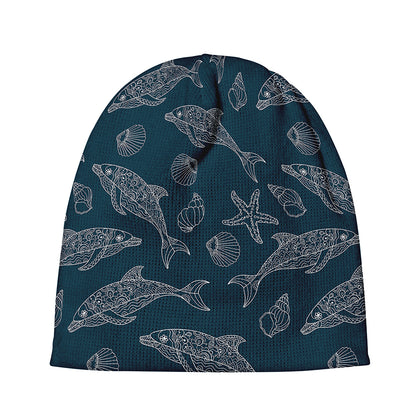 Vintage Dolphins Pattern Print Beanie