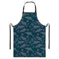 Vintage Dolphins Pattern Print Bib Apron With Pocket