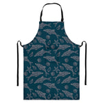 Vintage Dolphins Pattern Print Bib Apron With Pocket