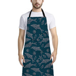 Vintage Dolphins Pattern Print Bib Apron With Pocket