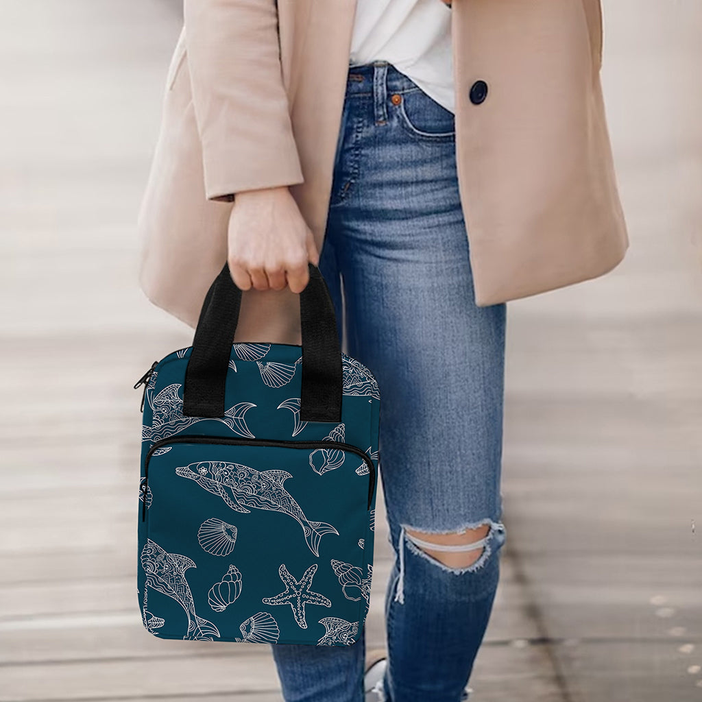 Vintage Dolphins Pattern Print Bible Tote Bag