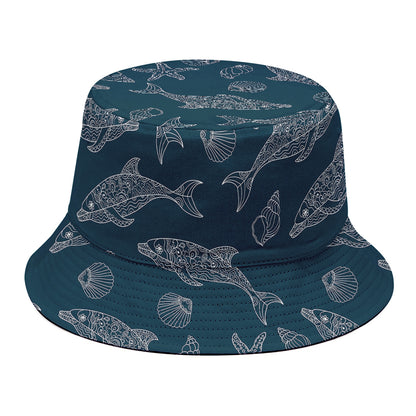Vintage Dolphins Pattern Print Bucket Hat