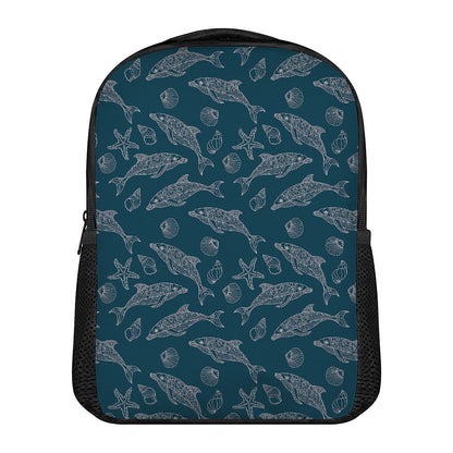 Vintage Dolphins Pattern Print Casual Backpack