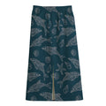 Vintage Dolphins Pattern Print Cotton Front Slit Maxi Skirt