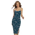Vintage Dolphins Pattern Print Cross Back Cami Dress