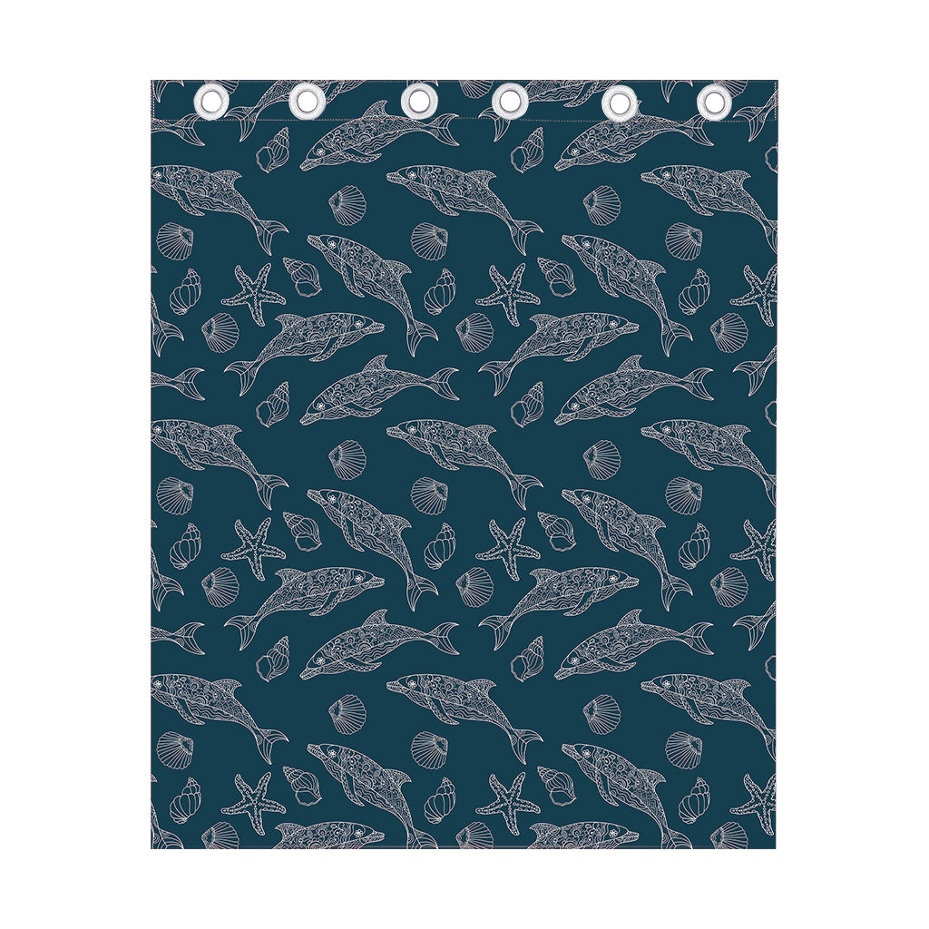 Vintage Dolphins Pattern Print Curtain