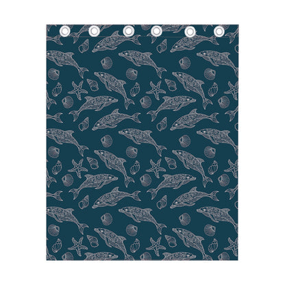Vintage Dolphins Pattern Print Curtain