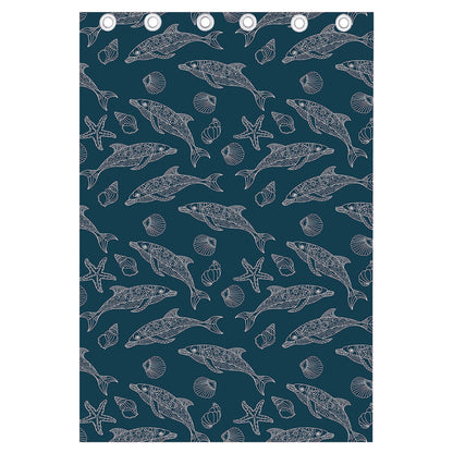 Vintage Dolphins Pattern Print Curtain