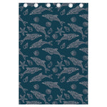 Vintage Dolphins Pattern Print Curtain