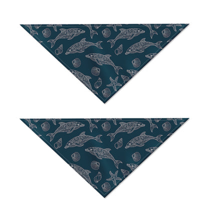 Vintage Dolphins Pattern Print Dog Bandana