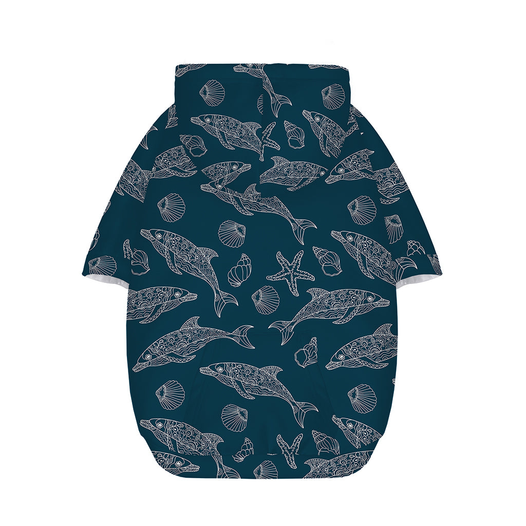 Vintage Dolphins Pattern Print Dog Zip Up Hoodie