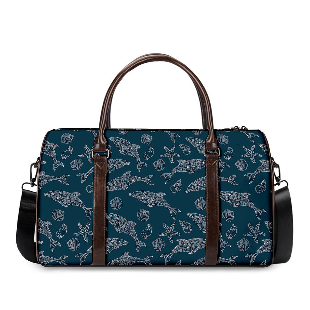 Vintage Dolphins Pattern Print Duffle Bag
