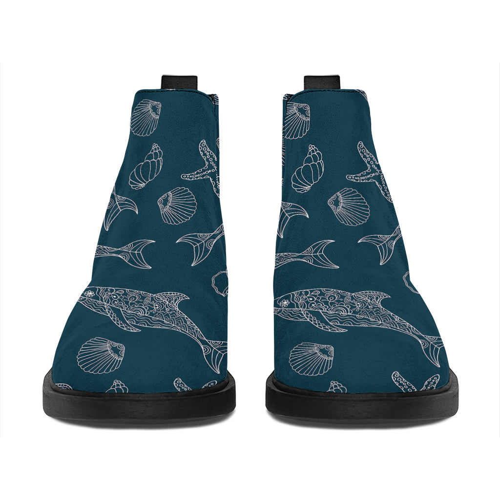 Vintage Dolphins Pattern Print Flat Ankle Boots