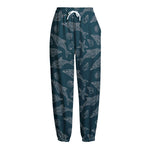 Vintage Dolphins Pattern Print Fleece Lined Knit Pants