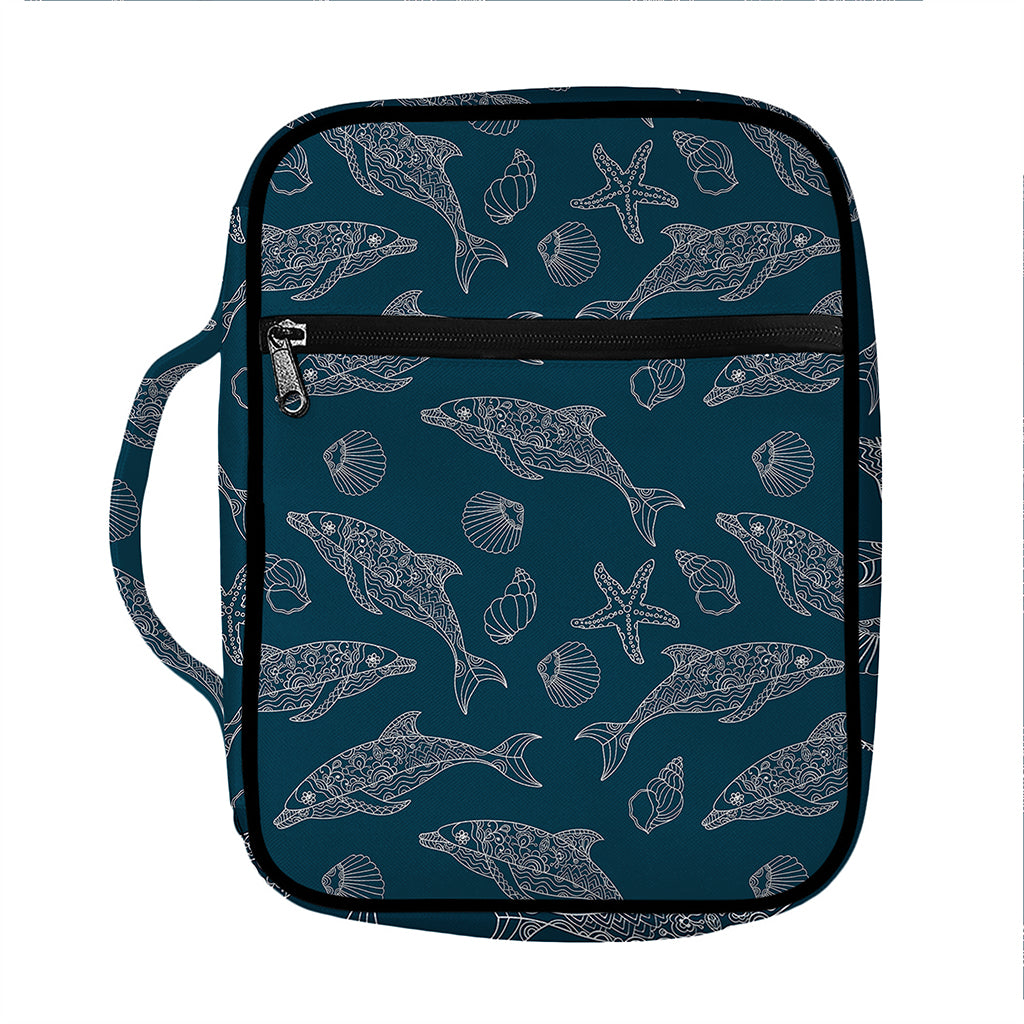 Vintage Dolphins Pattern Print Front Pocket Bible Bag
