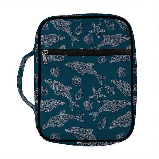 Vintage Dolphins Pattern Print Front Pocket Bible Bag