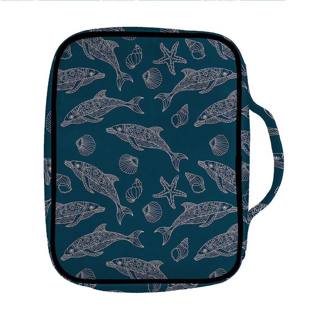 Vintage Dolphins Pattern Print Front Pocket Bible Bag