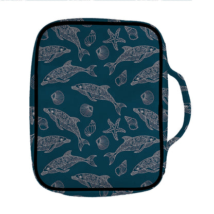 Vintage Dolphins Pattern Print Front Pocket Bible Bag