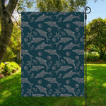 Vintage Dolphins Pattern Print Garden Flag