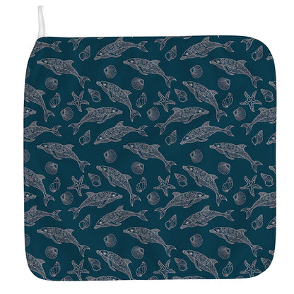 Vintage Dolphins Pattern Print Hand Towel