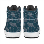 Vintage Dolphins Pattern Print High Top Leather Sneakers