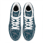 Vintage Dolphins Pattern Print High Top Leather Sneakers