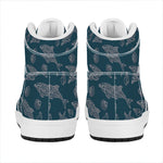 Vintage Dolphins Pattern Print High Top Leather Sneakers