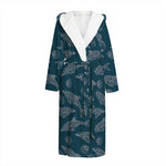 Vintage Dolphins Pattern Print Hooded Bathrobe