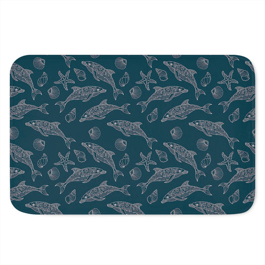 Vintage Dolphins Pattern Print Indoor Door Mat