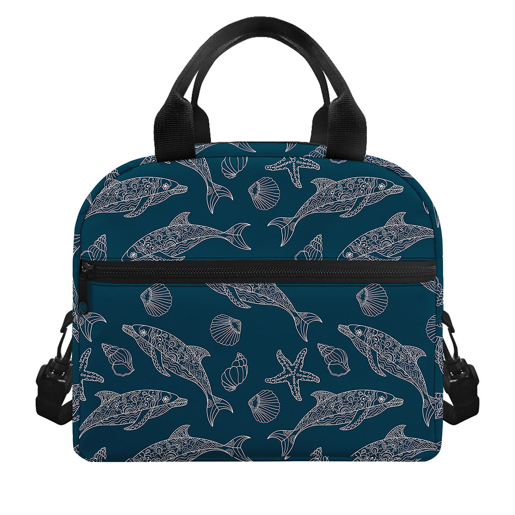 Vintage Dolphins Pattern Print Insulated Lunch Bag