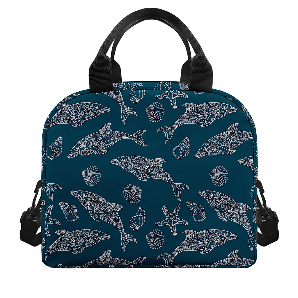 Vintage Dolphins Pattern Print Insulated Lunch Bag