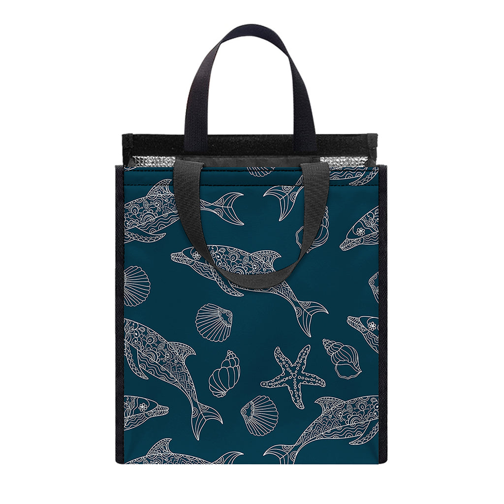 Vintage Dolphins Pattern Print Insulated Lunch Tote