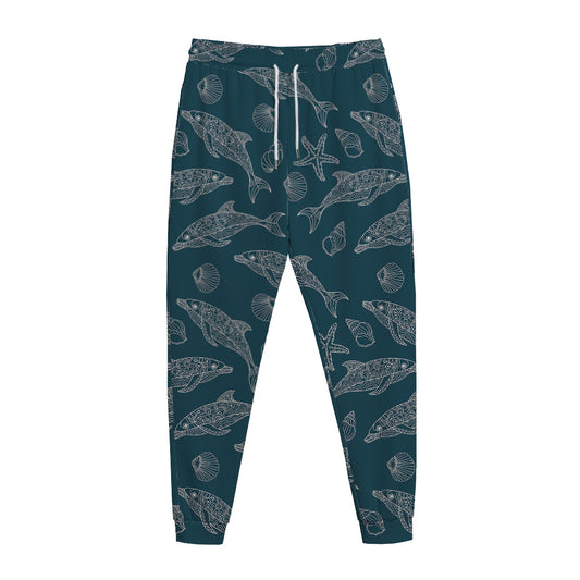 Vintage Dolphins Pattern Print Jogger Pants