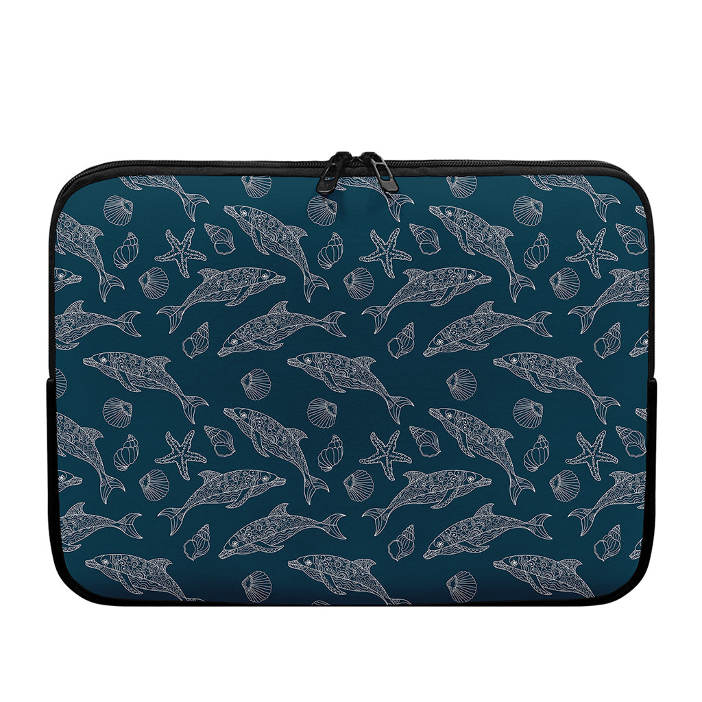 Vintage Dolphins Pattern Print Laptop Sleeve