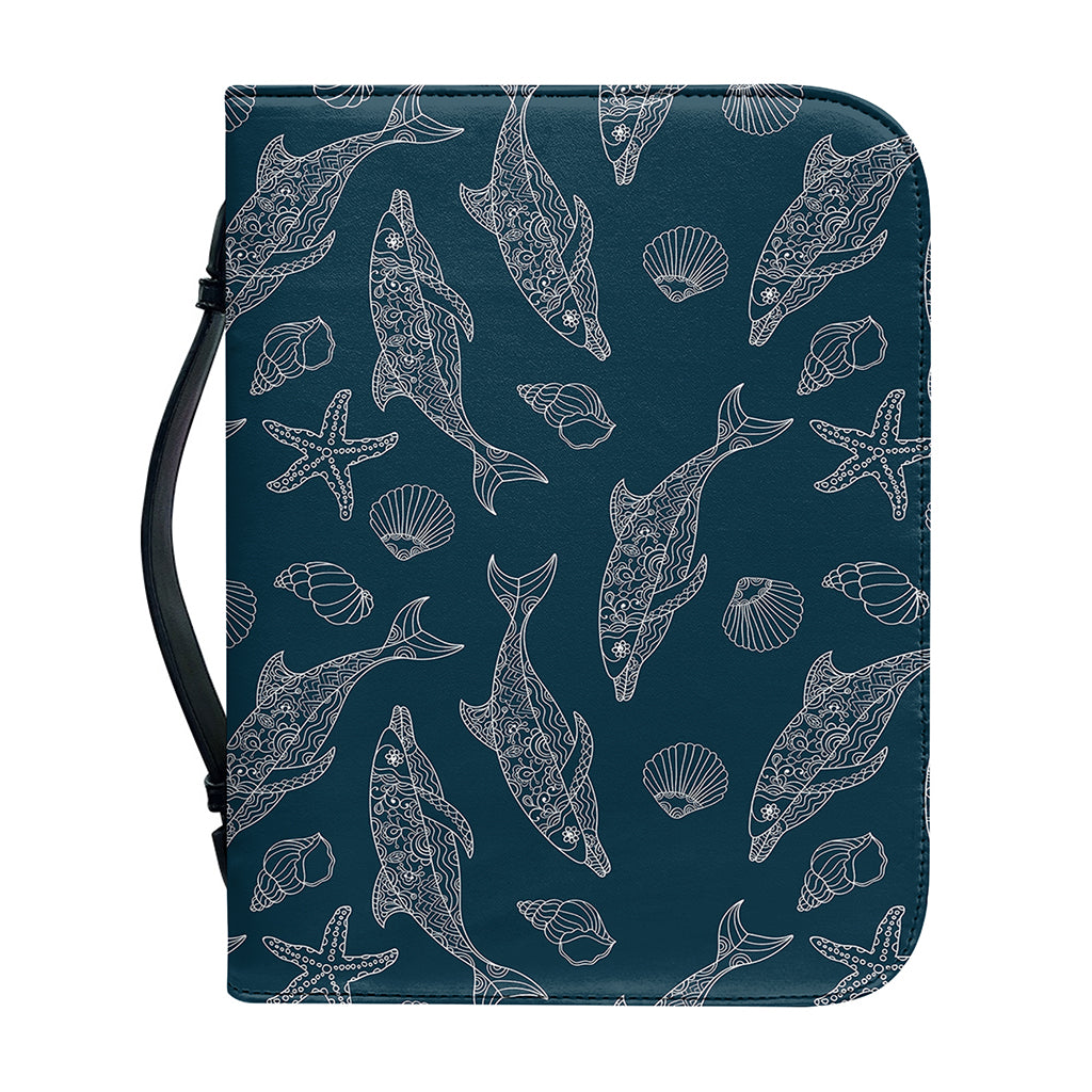 Vintage Dolphins Pattern Print Leather Bible Cover