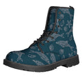 Vintage Dolphins Pattern Print Lace-Up Boots