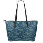 Vintage Dolphins Pattern Print Leather Tote Bag