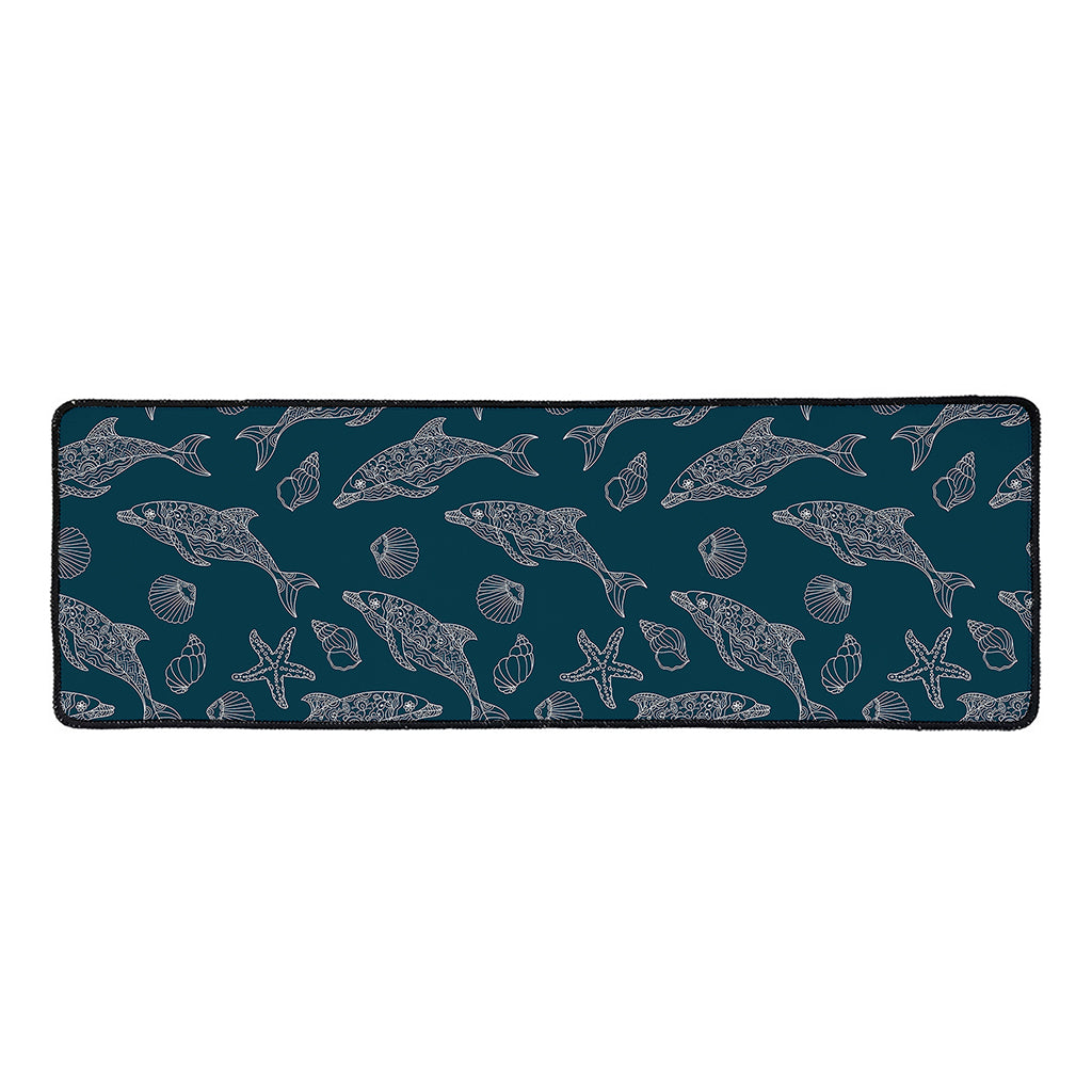 Vintage Dolphins Pattern Print Long Kitchen Mat