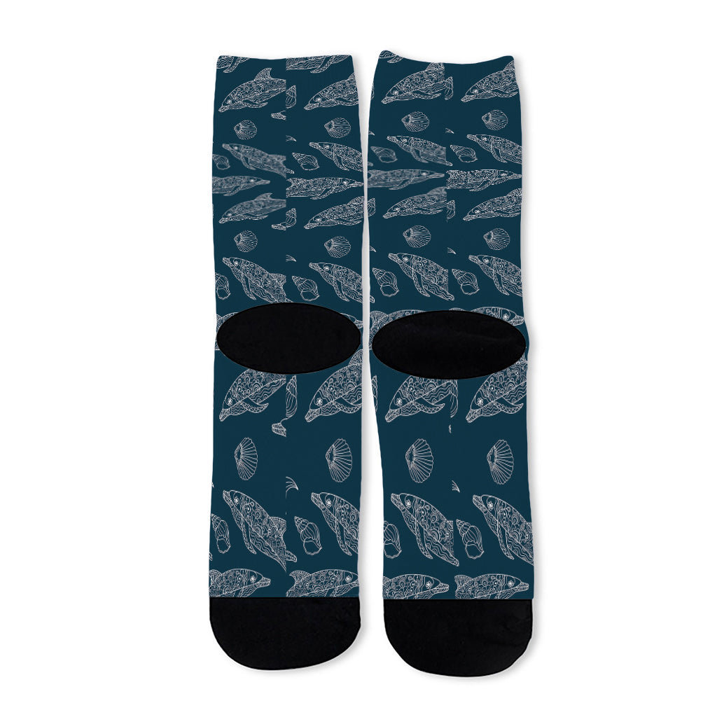 Vintage Dolphins Pattern Print Long Socks