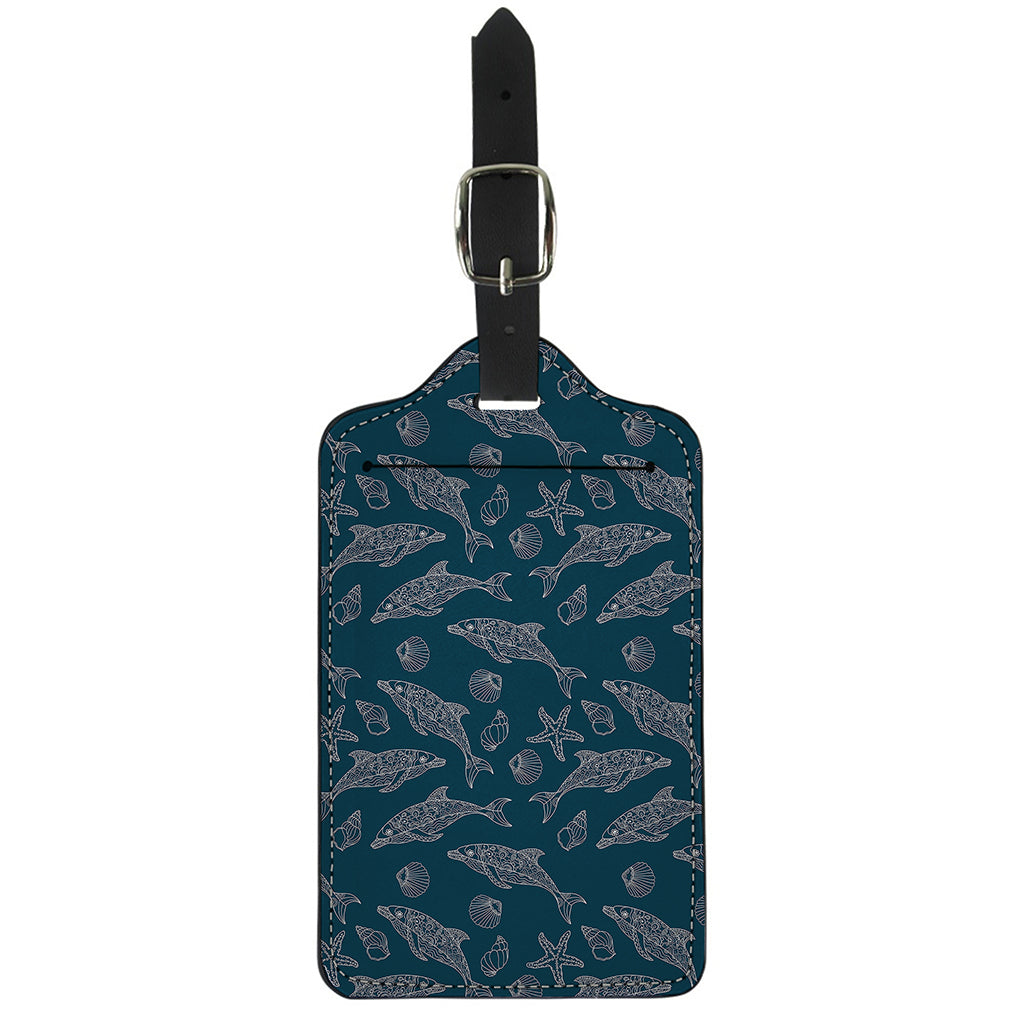 Vintage Dolphins Pattern Print Luggage Tag