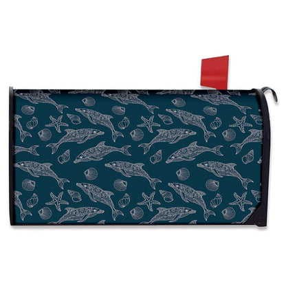 Vintage Dolphins Pattern Print Mailbox Cover