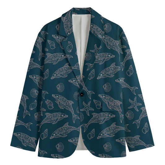 Vintage Dolphins Pattern Print Men's Blazer