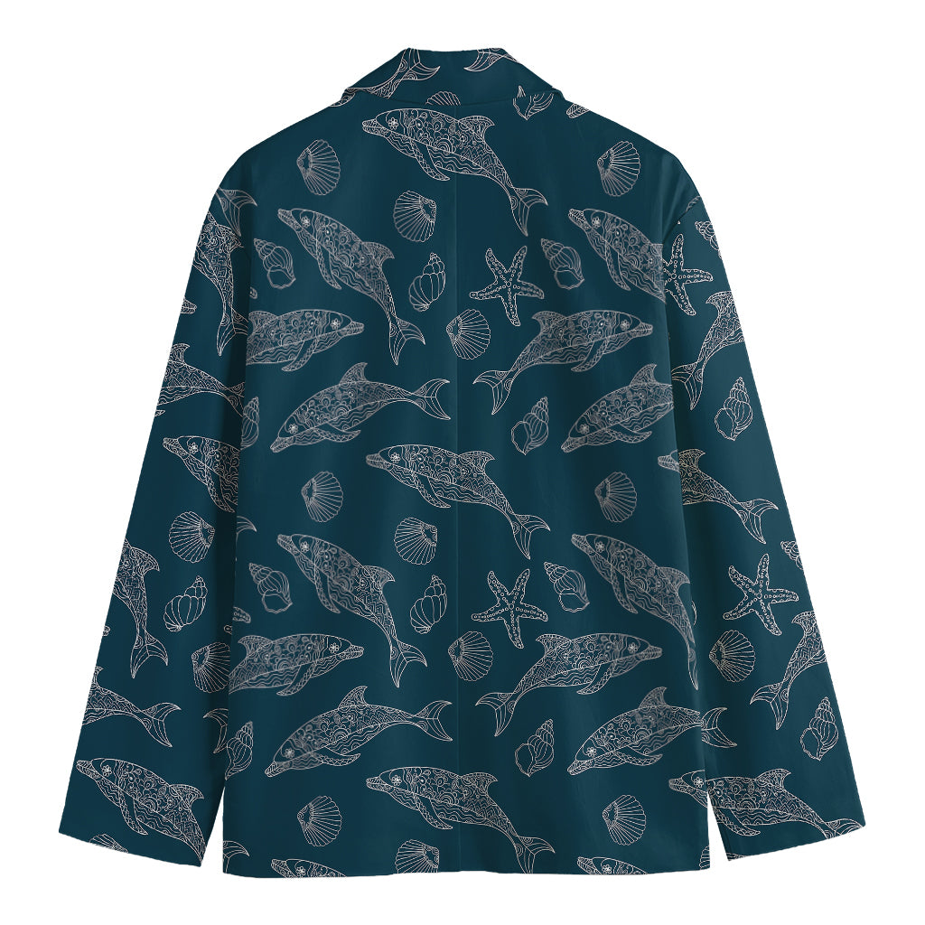 Vintage Dolphins Pattern Print Men's Blazer