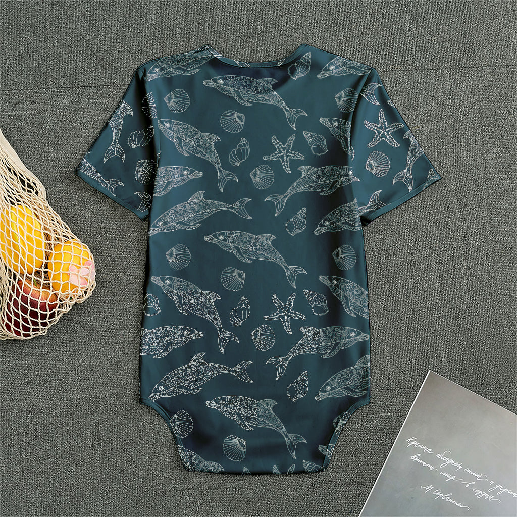 Vintage Dolphins Pattern Print Men's Bodysuit