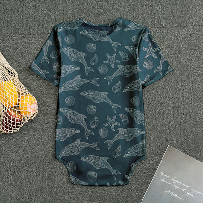 Vintage Dolphins Pattern Print Men's Bodysuit