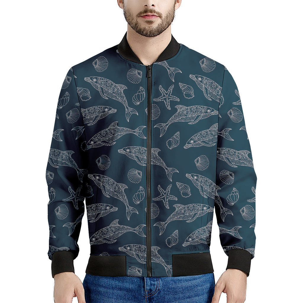 Vintage Dolphins Pattern Print Men's Bomber Jacket