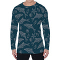 Vintage Dolphins Pattern Print Men's Long Sleeve T-Shirt