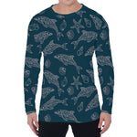 Vintage Dolphins Pattern Print Men's Long Sleeve T-Shirt