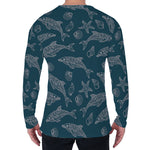 Vintage Dolphins Pattern Print Men's Long Sleeve T-Shirt