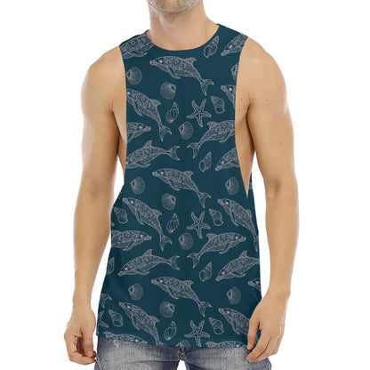 Vintage Dolphins Pattern Print Men's Muscle Tank Top